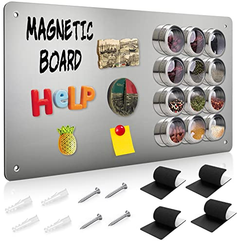 Raweao Magnetic Board for Wall 43.5x30cm, Metal Magnets Board for Fridge Magnets, Small A3 Magnet Wall Board Stainless Steel Thin for Kitchen Home Office Kids Bedroom