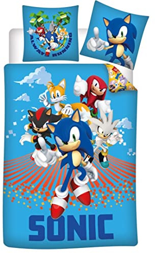 AYMAX S.P.R.L Parure de Lit réversible SNC et SES amis - Bleue - 140 cm x 200 cm