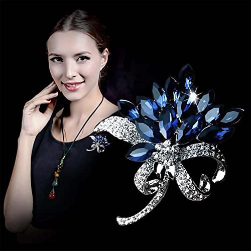 Wendalern Broche en Strass Cristal Bleu - Accessoire Classique pour Mariage et Bijoux