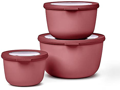 Mepal Multischale Cirqula Round 3-teiliges Set - Mikrowellen Geschir - Geignet als Aufbewahrungsbox, Kuhlschrank, Gefrierschrank & Mikrowellengeschirr - 500 ml, 1000 ml & 2000 ml - Vivid mauve