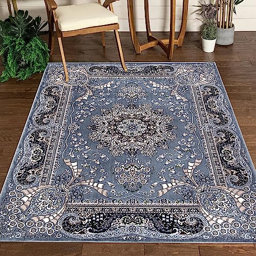 renoazul® Oriental Grey Rugs For Living Room 160x230 cm - Washable Large Area Rug For Bedroom Carpet - Rada Vintage Carpets For Living Room