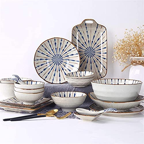 Servizio di stoviglie, Servizio da tavola in ceramica Servizio da tavola in ceramica con 35 pezzi, Ciotola/Piatto/Cucchiaio|Servizi da tavola in stile giapponese