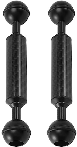 BRIUERG 2 brazos de extensión flotantes de fibra de carbono de 1 pulgada para cámara de buceo de doble bola de fotografía D20 mm 5 pulgadas trípode de flotabilidad submarina