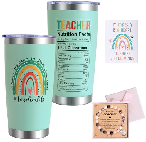 YONTINY Teacher Gifts for Women, 20oz Teacher Mug, Tank You Teacher Gifts | Food Grade Stainless Steel, 9h Cold, 6h Hot, Leak Proof, Double Wall Vacuum, Best Teacher Appreciation Gifts for Teachers