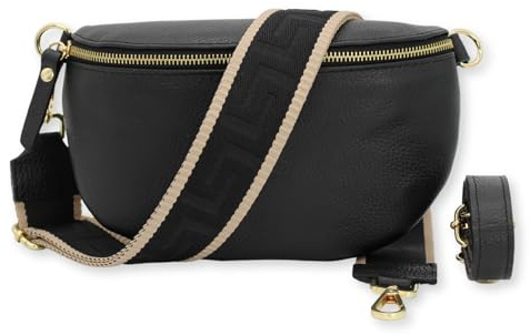 Brise Art SAHEL Damen Bauchtasche Echtleder Handgefertigt Crossbody Bag | Damen Umhängetasche, Echtes Leder, Schultertasche mit Ledergurt & wahlweise gemustertem Riemen, 2 Fächer, Made in Italy