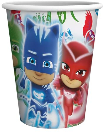 Party Factory `PJ Masks´ 8 Pappbecher 250ml, Einwegbecher, Papierbecher für Kindergeburtstag oder Mottoparty