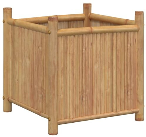vidaXL Jardinière 50x50x50 cm Bambou, lit surélevé, Pot de Fleurs, Pot de Fleurs, bac à Fleurs, Pot de Jardin, Support de jardinière