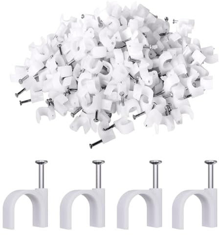 KSOIQPU 100 Pezzi Fermacavi,Staffa per Cavo a Parete,Morsetto per Cavo,Fissaggio del Cavo,Fermacavi Muro,Clip Adesiva con Chiodo per Inserto per Cavo di Alimentazione
