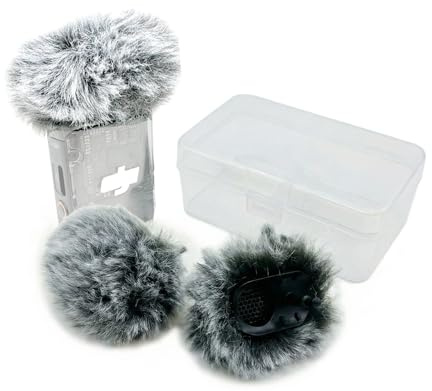 Windscreen for DJI Mic 2 Transmitter Cover/Osmo Pocket 3 Lavalier Microphone Accessories 2 Pack Furry Wind Muff Pop Filter Noise Reduction Foam - Grey
