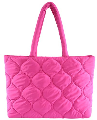 Makukke Puffer Tote Bag Aesthetic Gesteppte Tasche Damen Umhängetasche Shopper Stepptasche Tasche Schultertaschen für Arbeit Büro Reisen Einkaufen Schule