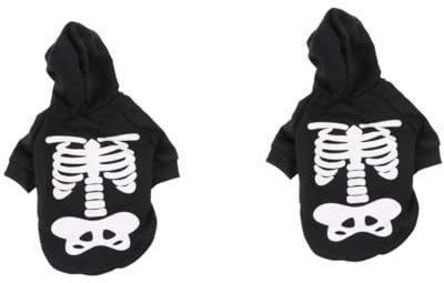 WOONEKY 2stücke Glow The Dark Hundekostüm Für Kleine Haustiere Halloween Party Outfit Mit Schickem Schädelmuster Bequemer Für Kostümpartys Und Outdoor-aktivitäten