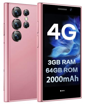 ZOKOE Mini smartphone 4G, 3 GB, RAM 64 GB, ROM 5,0 MP, schermo HD da 3,0 pollici, 2000 mAh, Quad Core, Dual SIM, Android 9.0 per bambini e studenti, mini cellulare sbloccato (rosa)