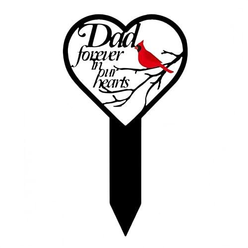 Letrero de metal grande de 33 cm para decoración de tumba de papá para cementerio, placa conmemorativa Dad forever in our hearts, regalos de recuerdo por la pérdida de papá, placa para padre, tumba,