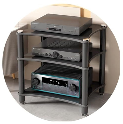 3 Tier Shock Mount Audio Cabinet for Professional Amplifier Rack Perfect for Home Theater Conference Rooms and Entertainment Media Units Size: 60 * 48 * 62cm