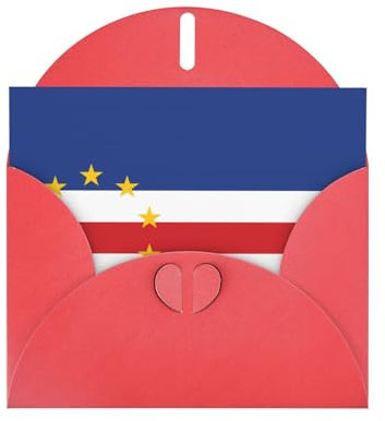 WZYWHJ Red Holiday Greeting Card 6x4 in with Envelope for Christmas, Birthday, Valentine's Day, Party Invitation Flag of Cape Verde Prints