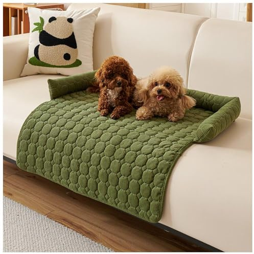 Fluffy Fuzzy Calming Dog Bed Soffa Protector Pet Mat, Fluffy Dog Soffa Bed med Non Skid Bottom, Tvättbar Mjuk Varm Hundkudde, Green