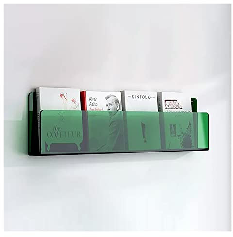 Acryl schwimmende Bücherregale - Regal Set, Mehrfarbige Acrylregale 24/32 Zoll, schwebendes Wand-Bücherregal for Kinder und Erwachsene, Wandmontage-Bücherregal-Zeitungsständer(Green,L24xW2xH6IN)