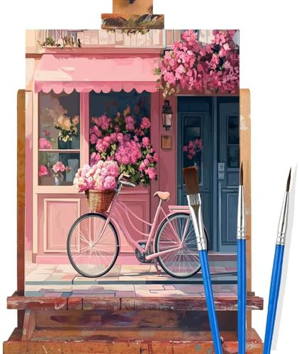 Malen Nach Zahlen Erwachsene Blume,Fahrrad Malen Nach Zahlen DIY set Handgemalt Ölgemälde,Mit Pinseln und Acrylfarbe,Bastelset Erwachsene Frauen für Geschenke und Home Wand Dekoration (60x90cm) C92