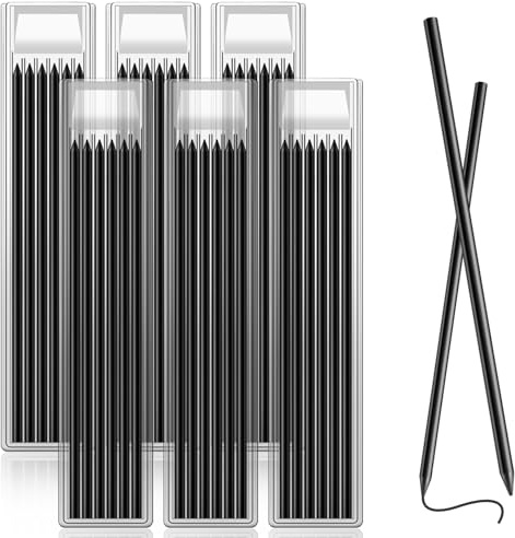 36Pcs Pencil Refills for Carpenter Pencils, 2.8mm Solid Deep Hole Pencil Lead Refills for Tracer/Pica Pencils, Refill for Marking and Drawing (Black)