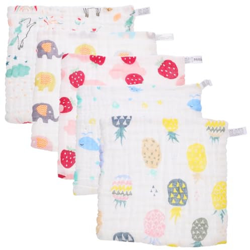 ULDIGI 5piezas Toalla De Algodón Absorbente Toallas De Algodón Suaves Para Lactancia Unidades Para Recién Nacidos