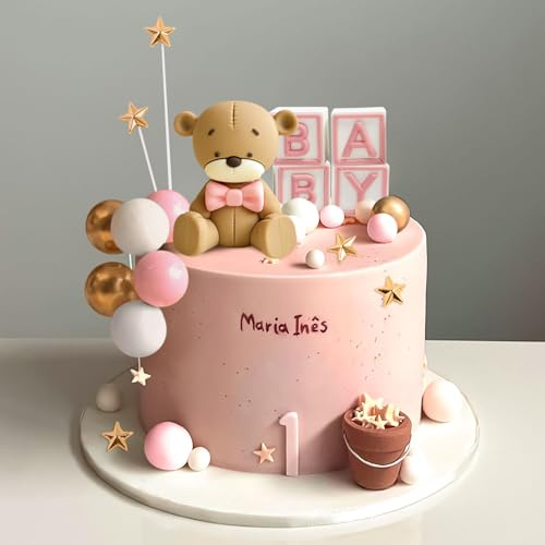 osito de peluche rosa decoracion de tarta baby shower decoracion de tarta para fiesta de cumpleaños de niño niña