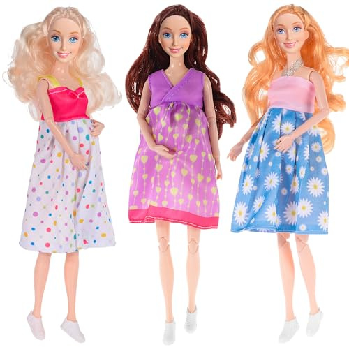 dollbie 11,5 Zoll Schwangere Puppe enthalten 3pcs Mommy Dolls, EIN kleines Baby im Bauch, das Sich öffnet, um Baby in und aus für Kinder Alter 3+