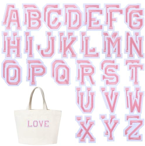 Iron on Letters for Clothing, 52 Pcs Iron on Letter Patches Alphabet A-Z Embroidered Patches with Ironed Adhesive Decorative Fabric Letters Patch for Jackets, Coats, Shirts, Hats, Bags, Jeans, Backpac