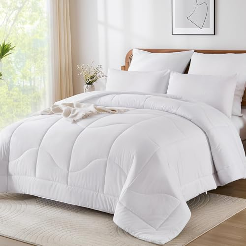 Guchuang Bedding Coverless Duvet King Size 10.5 Tog- Soft & Breathable Luxurious Hollowfibre Quilt - Reversible Comforter for All Seasons (White,King)