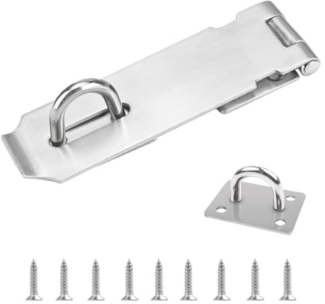 Stainless Steel Padlock Hasp，Staple Heavy Duty Shed Lock Hasp，4 Inch | 90-Degree Garden Gate Padlock hasp, Bedroom Door Lock Hasp, Gate Locks Hasp for Shed Wooden Gate Storage Box
