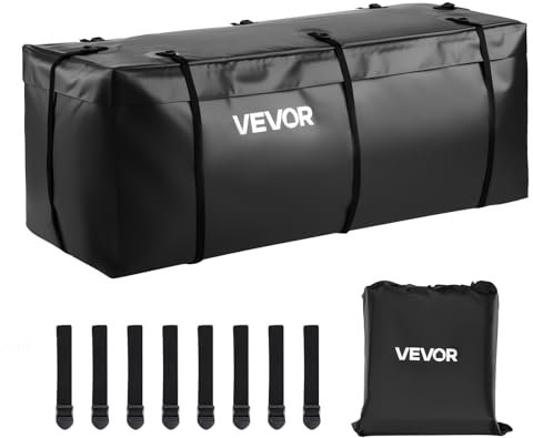 VEVOR Gepäckträgertasche für Anhängerkupplung aus wasserdichtes 840D-PVC (0,566 m³), Gepäcktasche zur Aufbewahrung auf der Ladefläche von Lkws mit 8 verstärkten Gurten für PKW SUVs Schwarz
