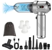 Vzyndir Aspirabriciole Senza Fili Aspirapolvere per Auto Potente 22000PA con 9 Punte +3 Cartucce + 1 Sacchetto Conservazione Aspirapolvere Portatile Senza Fili per Pulizia Auto Interni Pulizia Casa