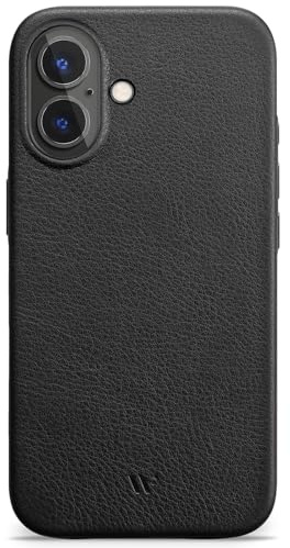 WIIUKA Hülle für iPhone 17, Leder aus Deutschland, Lederhülle extra Dünn, Premium Handyhülle, Case, Qi, skiin, Schwarz