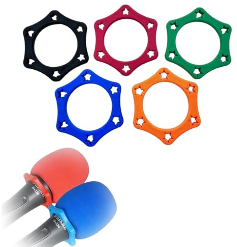 Lot de 5 anneaux en caoutchouc anti-roulis pour microphone sans fil - Manchons de protection antidérapants pour karaoké, chant, enregistrement, accessoires de studio (couleur aléatoire)