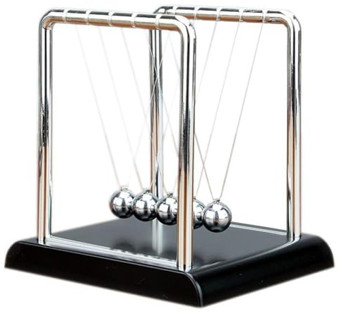 Newton Cradle Balance Balls, Metal Physics Science Pendulum Desk Toy with 5 Swinging Balls, Educational Office Decor for Stress Relief and School Learning, Desktop Gadget (14cm)