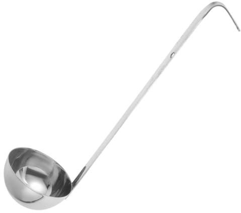 Baluue Cucharón de Cocina de Acero Inoxidable con Gancho Cucharón Medidor con Borde Vertedor Resistente la Corrosión para Sopa Salsa y Porcionado Preciso Onzas