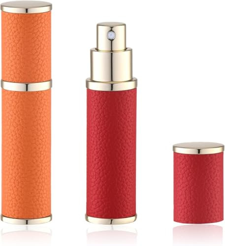 Lulupack Atomizador de perfume de viaje recargable, mini botellas de repuesto de perfume de cuero, botella de fragancia portátil de tamaño pequeño de viaje, atomizador de relleno de colonia vacía de