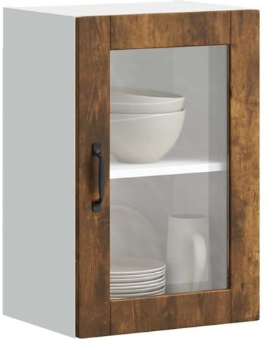 Lumanois Armario de Pared para Cocina Puerta Cristal Porto Roble Ahumado,Mobiliario,Armarios y Almacenamiento,Armarios de Cocina,12.05kg-854012