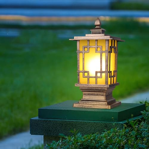 CMBSSTFC Luces de bolardo al Aire Libre, Luces de Columna de jardín Impermeables Tradicionales Lámpara de Pilar de Cerca Moderna Lámpara de Poste de Paisaje de Patio Externo al Aire Libre Accesorio