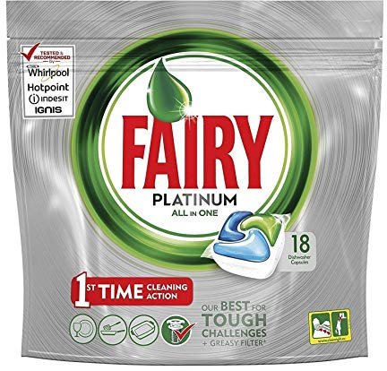 Fairy Platinum All In One Original Dishwasher Capsules Regular 18 Tablets, 30 g
