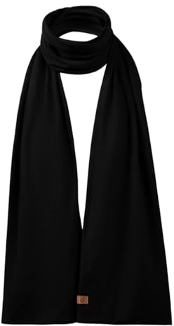 menique 100% Merinowolle Schal Herren – Warmer Winter Schal für Damen & Herren, Weicher Merino Winterschal, Atmungsaktiv & Kratzfrei, Thermoregulierender Wollschal für Arbeit, Reisen (Schwarz)