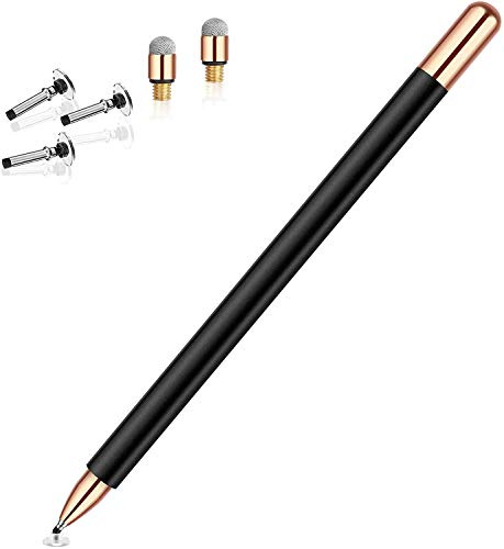 MEKO Stylus Pen for iPad, Capacitive Touchscreen Pencil Magnetic Cap, High Sensitivity & Fine Point Universal for/iPhone/iPad Pro/mini/Air/Switch/Android/Microsoft/and All Other Devices (Black) | Fibber/Disc Tips,High Sensitivity & Fine Point Universal Stylus for Android/Phone/iPad Pro/Air/Switch/Samsung/and All Devices