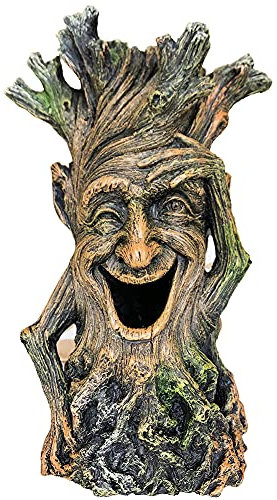 SLOCME Aquarium Baum Statue Dekoration – lebensechte Baum skulptur Fisch kann durch das Stammloch schwimmen