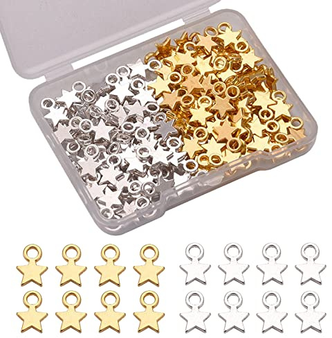 160 Stück Charms, Sterne, Charm, kleiner Stern, Anhänger aus Metall, für Schmuckherstellung, Armbänder, Halsketten, Zink