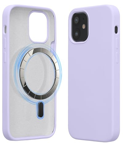 kwmobile Hülle kompatibel mit Apple iPhone 12 mini Hülle - magnetisches Silikon Case kompatibel mit MagSafe - Cover gummiert Pastell Lavendel