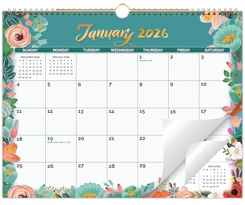 Wandkalender 2026 – Kalender 2026 umfasst 12 Monate, Januar 2026 – Dez.2026, 14,8 x 29 cm, große linierte Blöcke, perfekt für die Planung und Organisation für Zuhause oder Büro