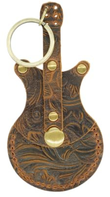 JJNUSA Handgefertigter Plektrumhalter in Gitarrenform, echtes Leder, Gitarrenplektrumhalter, Schlüsselanhänger, Plektren, Etui, Instrumentengeschenke, Ideen für Musiker