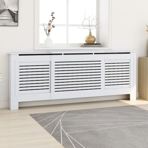 ZEYUAN MDF Heizkörperverkleidung, Heizkörperabdeckung, Heizung Verkleidung, Radiator Cover, Verkleidung Heizkörper, Heizungsabdeckung, Weiß 205 cm