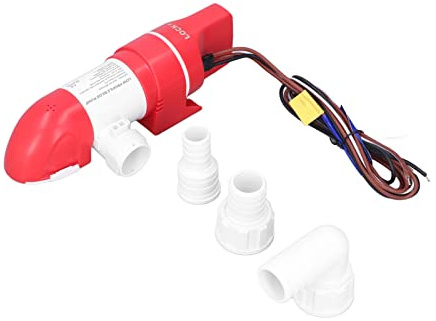 Fockety Low Profile Bilge Pump, Water Level Sensing Automatic Bilge Pump with 3 Adapter, 1100GPH/4160LPH DC12V 360° Rotation Water Pump for Boat, RV, Swimming Pools, Horizontal or Vertical