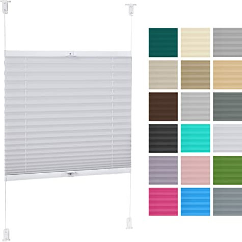 DECOOR Plissee ohne Bohren Thermorollo 150cm x 200cm Faltrollo Rollo für Fenster und Tür Nicht-invasive Fensterjalousien guter Sichtschutz und Sonnenschutz Verdunklungsrollo Überlappung 2 cm Weiß