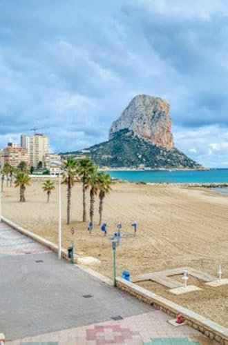 Acryl-Bild 80 x 120 cm: Blick auf den Strand von Calpe bei Sonnenuntergang, mit dem Peñon de Ifach im Hintergrund, Provinz Alicante, Spanien (187222460)
